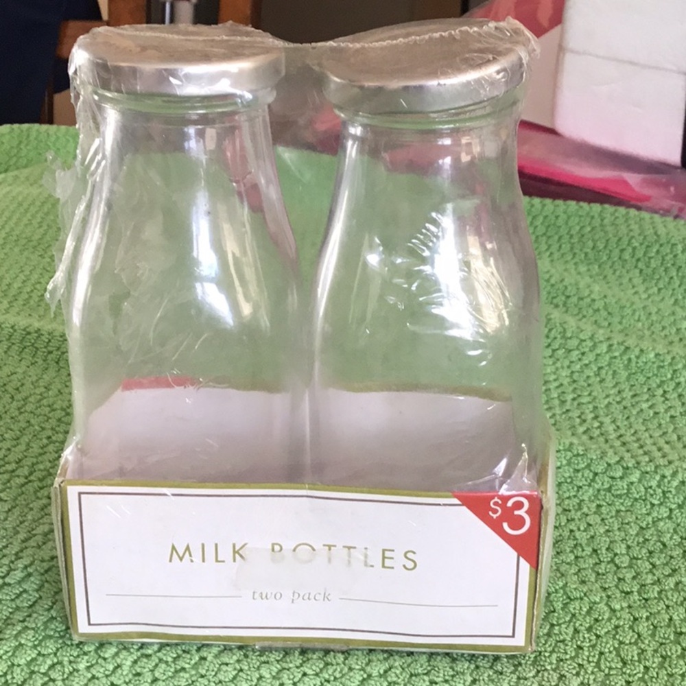 NIP Clear Glass Milk Bottles Two Pack